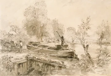 Hommes chargeant une barge sur la Stour, 1827